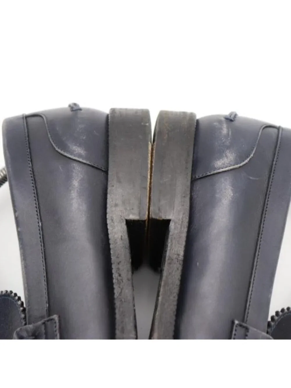 Burberry Kiltie Bedmoore Fringe Men’s EU 44 Leather Loafers Navy/ Brown Italy - Picture 12 of 14